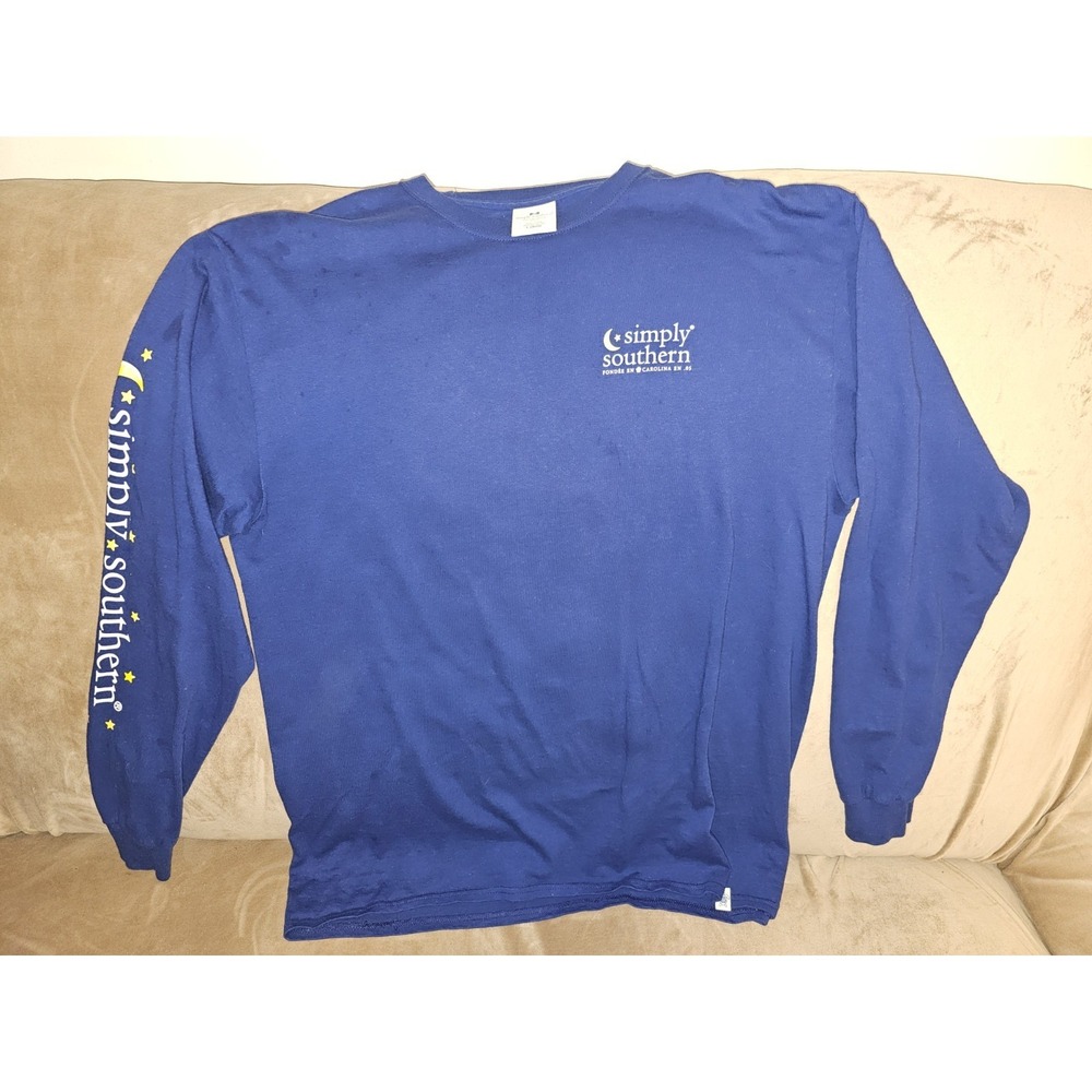Simply Southern Womens Large Blue Long Sleeve Graphic T Shirt  Look For Stars - Picture 2 of 4